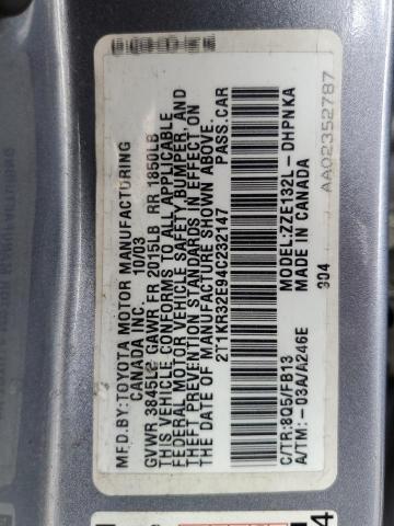 2T1KR32E94C232147 - 2004 TOYOTA COROLLA MA XR BLUE photo 12