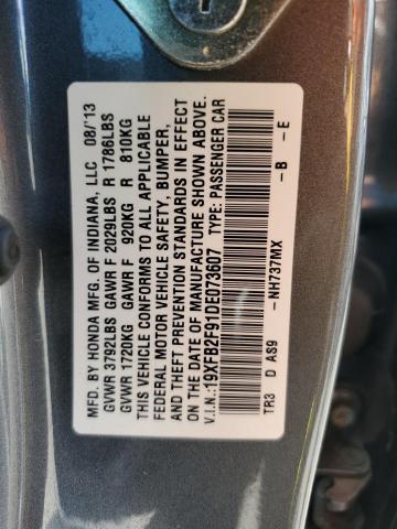 19XFB2F91DE073607 - 2013 HONDA CIVIC EXL GRAY photo 12