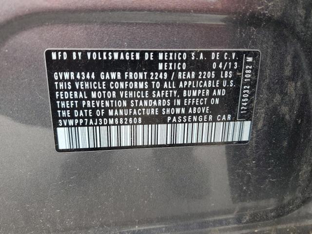 3VWPP7AJ3DM682608 - 2013 VOLKSWAGEN JETTA S GRAY photo 12