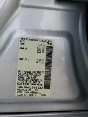 1N4AL3AP0DC246582 - 2013 NISSAN ALTIMA 2.5 SILVER photo 12