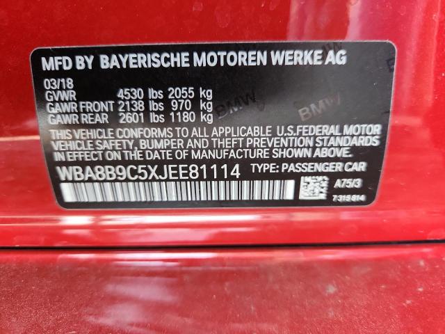 WBA8B9C5XJEE81114 - 2018 BMW 330 I RED photo 13