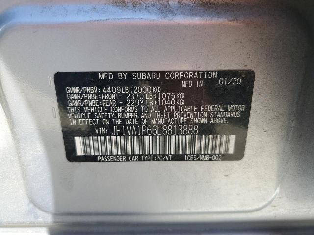 JF1VA1P66L8813888 - 2020 SUBARU WRX LIMITED SILVER photo 12