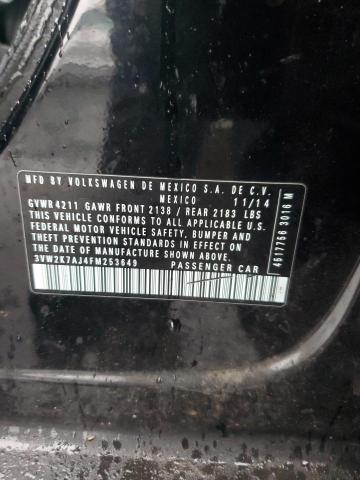 3VW2K7AJ4FM253649 - 2015 VOLKSWAGEN JETTA BASE 黑色 照片 12