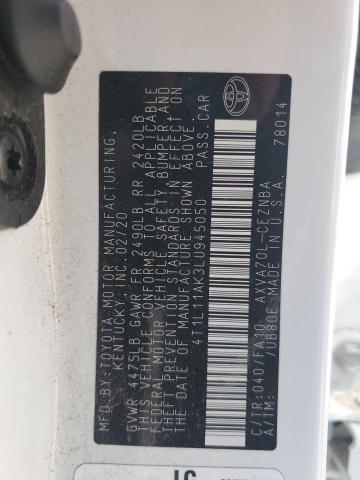 4T1L11AK3LU945050 - 2020 TOYOTA CAMRY LE WHITE photo 12