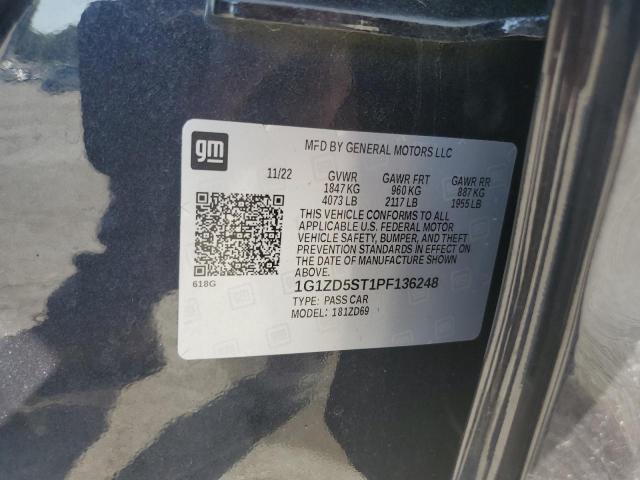 1G1ZD5ST1PF136248 - 2023 CHEVROLET MALIBU LT Gris foto 12