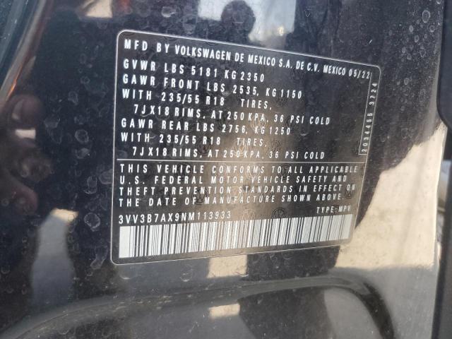 3VV3B7AX9NM113933 - 2022 VOLKSWAGEN TIGUAN SE 黑色 照片 12
