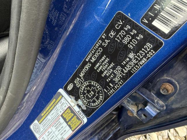 3KPFL4A83HE123128 - 2017 KIA FORTE EX BLUE photo 12