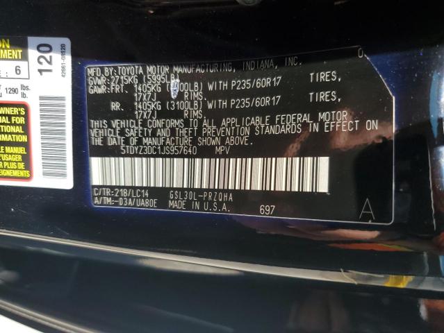 5TDYZ3DC1JS957640 - 2018 TOYOTA SIENNA XLE Чорний фото 13