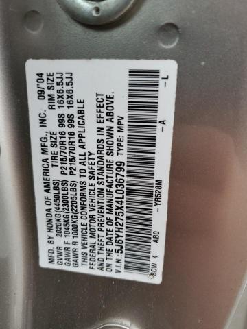 5J6YH275X4L036799 - 2004 HONDA ELEMENT EX BEIGE photo 13