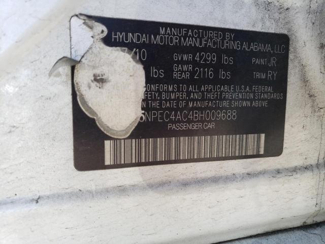 5NPEC4AC4BH009688 - 2011 HYUNDAI SONATA SE 白色 照片 12