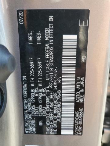 JTJDARBZ4M2179648 - 2021 LEXUS NX 300 BASE ვერცხლისფერი ფოტო 14