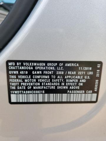 1VWDT7A39HC038215 - 2017 VOLKSWAGEN PASSAT R-LINE Boz foto 12