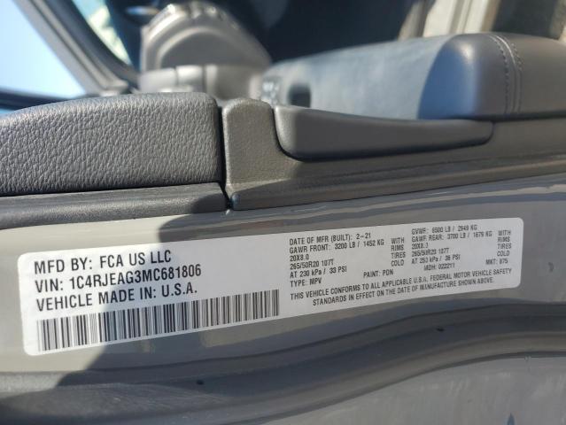 1C4RJEAG3MC681806 - 2021 JEEP GRAND CHER LAREDO GRAY photo 14