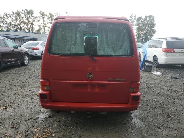 WV2NB47082H052673 - 2002 VOLKSWAGEN EUROVAN MV RED photo 6