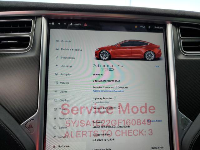 5YJSA1E22GF160849 - 2016 TESLA MODEL S Կարմիր լուսանկար 9