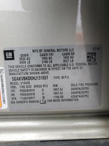 5GAKVBKD6HJ131897 - 2017 BUICK ENCLAVE 米色 照片 14