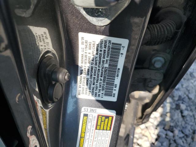 19XFA16959E029923 - 2009 HONDA CIVIC EXL ნაცრისფერი ფოტო 12