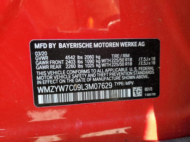 WMZYW7C09L3M07629 - 2020 MINI COOPER S COUNTRYMAN წითელი ფოტო 13