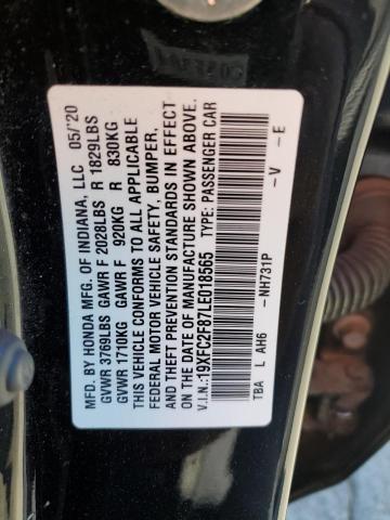 19XFC2F87LE018565 - 2020 HONDA CIVIC SPORT BLACK photo 13