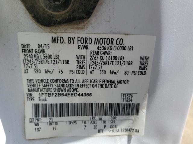 1FTBF2B64FED44365 - 2015 FORD F250 SUPER DUTY WHITE photo 12