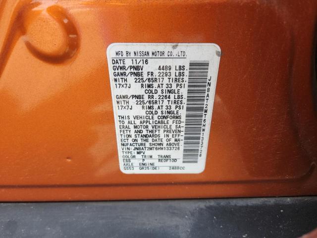 JN8AT2MT6HW133726 - 2017 NISSAN ROGUE S ORANGE photo 14