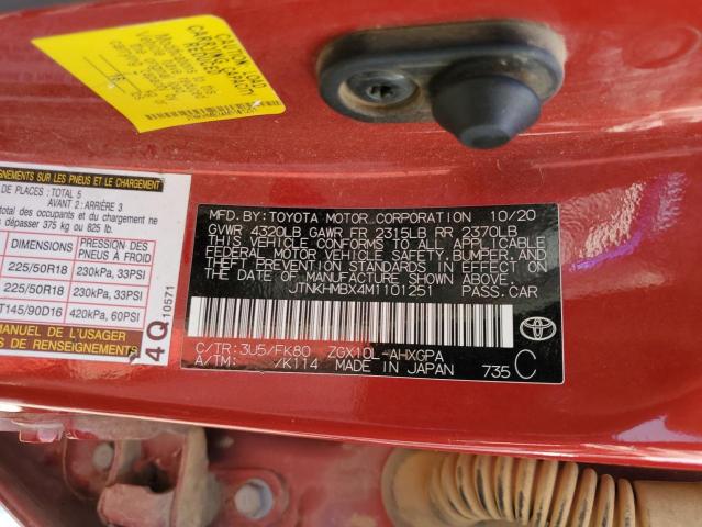 JTNKHMBX4M1101251 - 2021 TOYOTA C-HR XLE RED photo 12