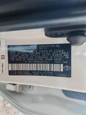 4T1B61HK0KU297331 - 2019 TOYOTA CAMRY XSE 白色 照片 13