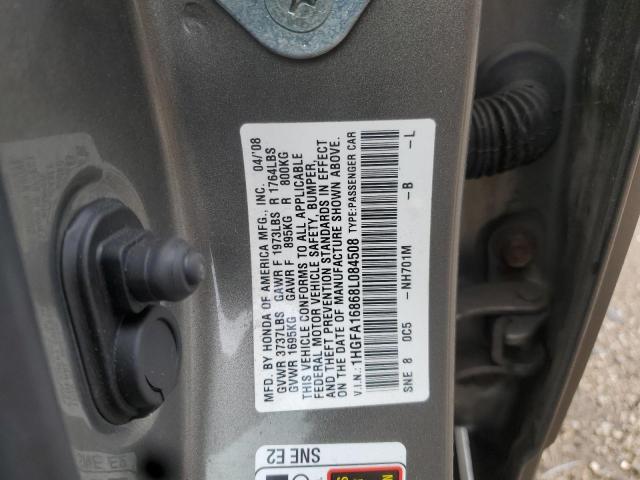 1HGFA16868L084508 - 2008 HONDA CIVIC EX GRAY photo 12