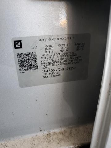 1G1ZD5ST2KF134159 - 2019 CHEVROLET MALIBU LT Gümüş fotoğraf 12