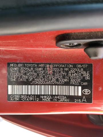JTDKB20U683296637 - 2008 TOYOTA PRIUS RED photo 12