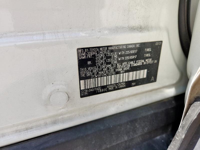 2T3W1RFV2MC130783 - 2021 TOYOTA RAV4 XLE WHITE photo 14