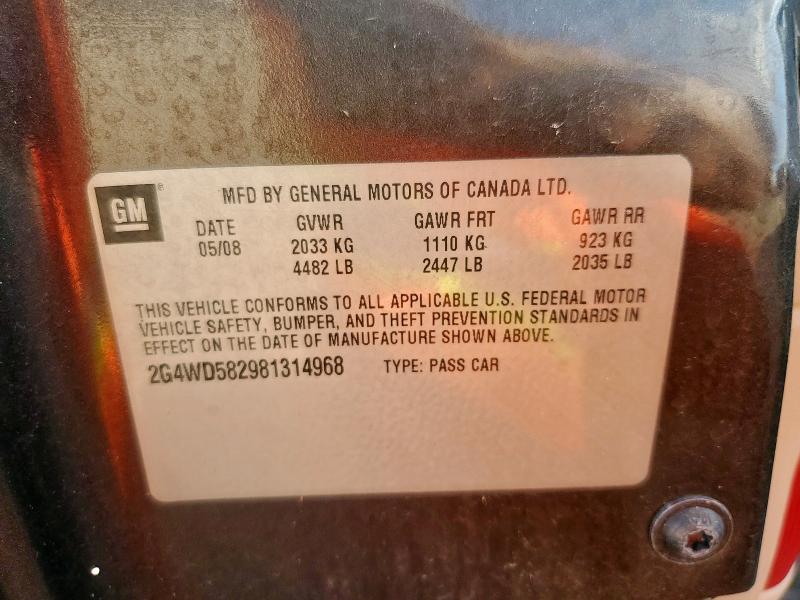 2G4WD582981314968 - 2008 BUICK LACROSSE CXL BROWN photo 12