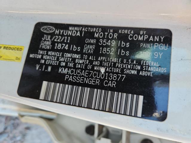 KMHCU5AE7CU013877 - 2012 HYUNDAI ACCENT GLS Ақ фото 12