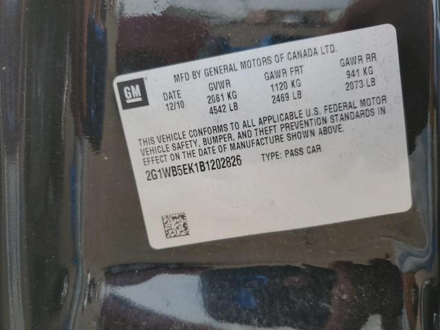 2G1WB5EK1B1202826 - 2011 CHEVROLET IMPALA LT შავი ფოტო 12