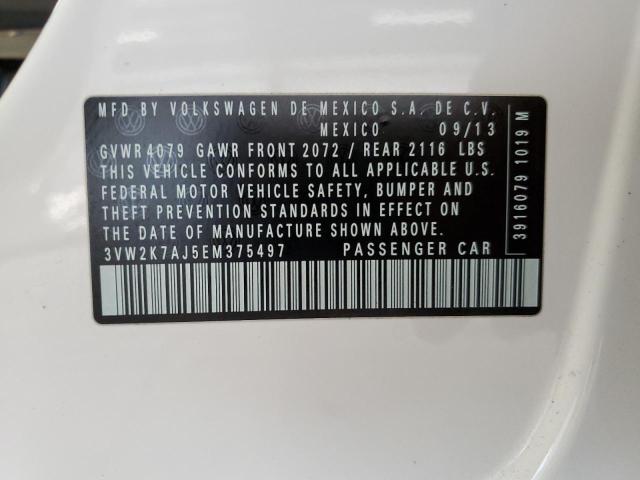 3VW2K7AJ5EM375497 - 2014 VOLKSWAGEN JETTA BASE WHITE photo 12