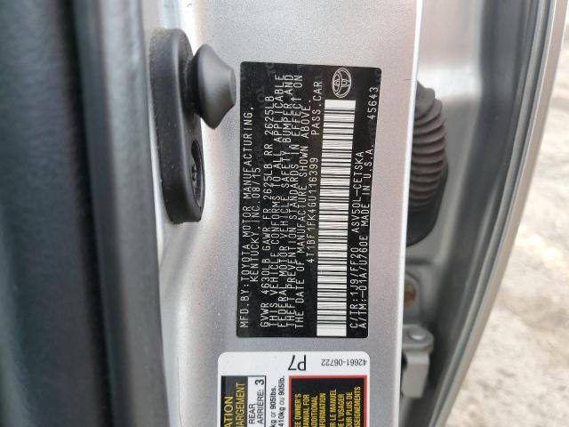 4T1BF1FK4GU116399 - 2016 TOYOTA CAMRY LE SILVER photo 12