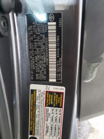 4T4BF3EK2AR032933 - 2010 TOYOTA CAMRY BASE ნაცრისფერი ფოტო 12