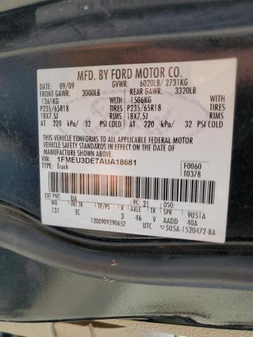 1FMEU3DE7AUA18681 - 2010 FORD EXPLORER LIMITED BLACK photo 12