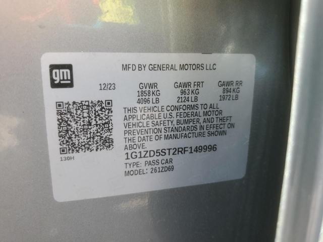 1G1ZD5ST2RF149996 - 2024 CHEVROLET MALIBU LT GRAY photo 12