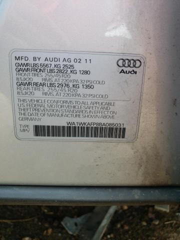 WA1WKAFP8BA085031 - 2011 AUDI Q5 PRESTIGE SILVER photo 14
