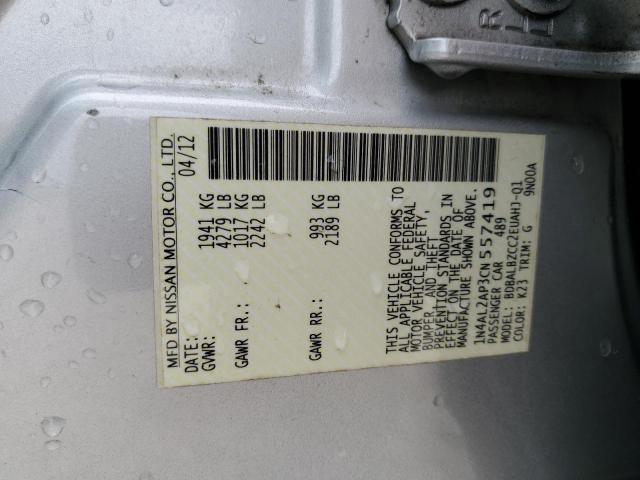 1N4AL2AP3CN557419 - 2012 NISSAN ALTIMA BASE SILVER photo 12