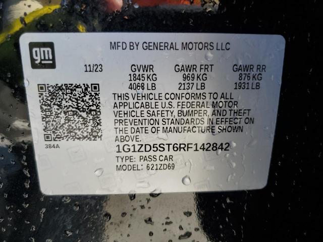 1G1ZD5ST6RF142842 - 2024 CHEVROLET MALIBU LT Қара фото 13