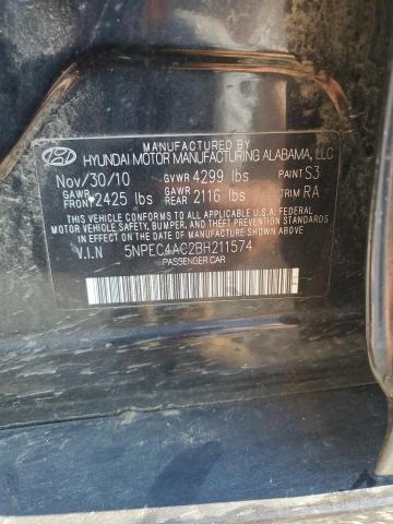 5NPEC4AC2BH211574 - 2011 HYUNDAI SONATA SE 黑色 照片 12