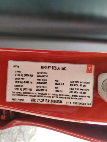 5YJ3E1EA1JF048034 - 2018 TESLA MODEL 3 RED photo 12