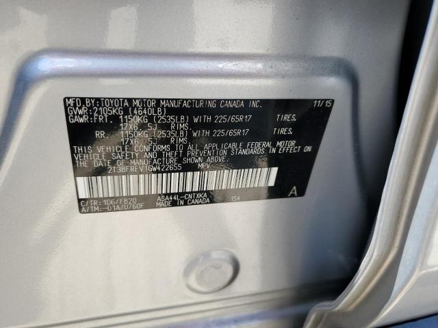 2T3BFREV1GW422655 - 2016 TOYOTA RAV4 LE SILVER photo 13