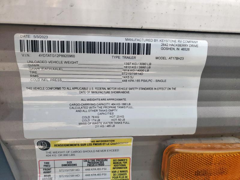 4YDTATG12P8920960 - 2023 ASPEN TRAIL TRAILER TWO TONE photo 10