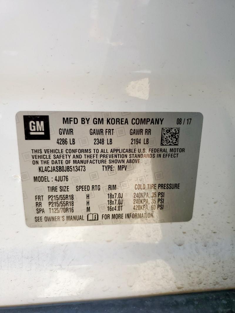 KL4CJASB0JB513473 - 2018 BUICK ENCORE PREFERRED 白色 照片 14