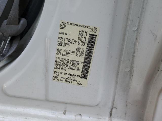 1N6AF0KY1KN804039 - 2019 NISSAN NV 2500 S WHITE photo 13