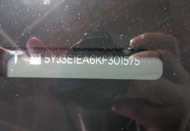 5YJ3E1EA6KF301575 - 2019 TESLA MODEL 3 Siyah fotoğraf 10