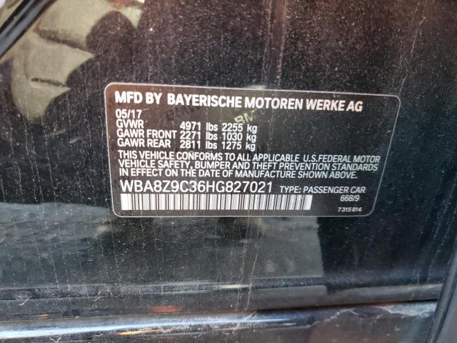 WBA8Z9C36HG827021 - 2017 BMW 330 XIGT BLACK photo 12